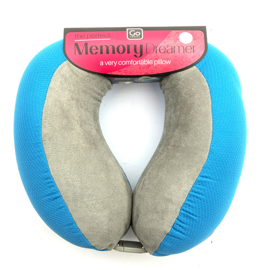 Go Travel Memory Foam Dreamer Pillow Deluxe Comfort Sleep Neck Support Blue