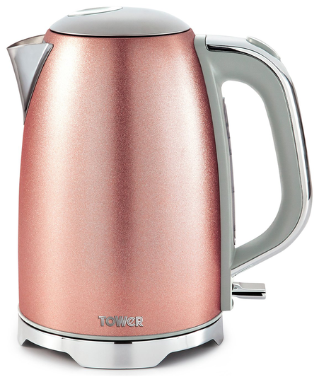 Tower T10039BP Glitz Metal Kettle - Pink
