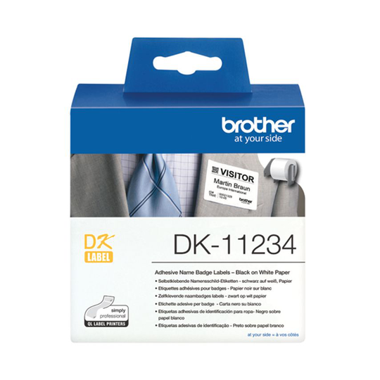 Brother Name Badge Labels 60 x 86mm 260 Labels Per Roll White DK-11234
