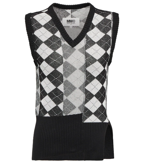 Spliced argyle vest