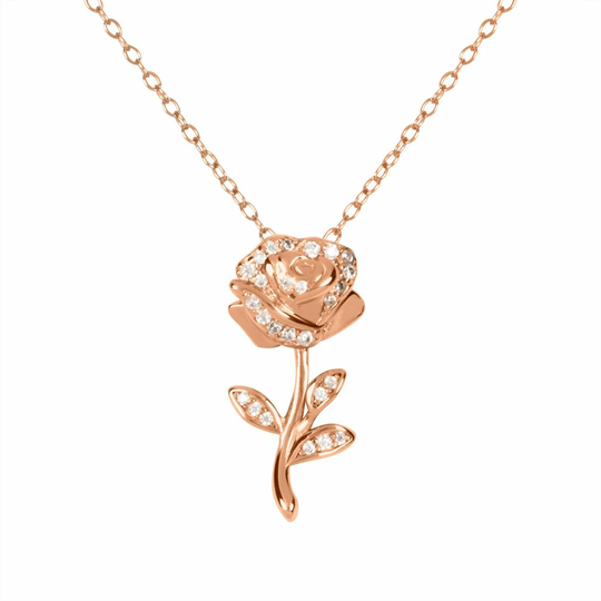 Disney Rose Gold Plated Silver Cubic Zirconia Necklace