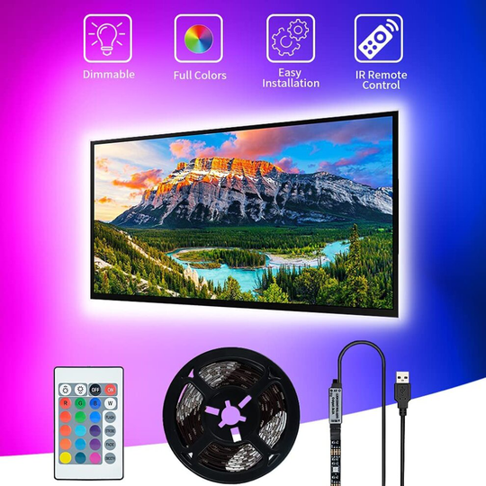 LED TV Backlights with Remote, SHOPLED 3M RGB Strip Light for 40-60 Inch TV, USB Power Lighting Kit with 16 Colors and 4 Dynamic Mode, Gaming LED Ligh
