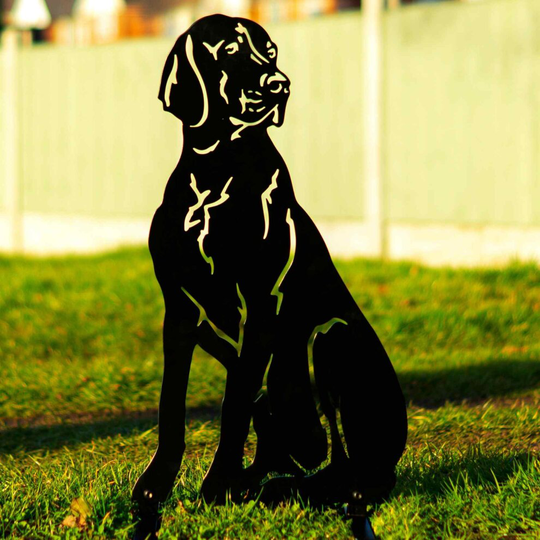 (Black Painted Weather Resistant) Weimaraner Vizsla Pointer Great Dane Dog Loss Garden Ornament Memorial Statue Gift Pet Sculpture Present