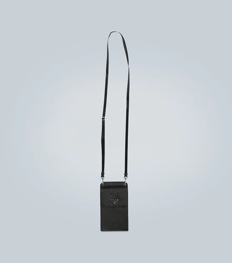 Saffiano leather phone case with logo