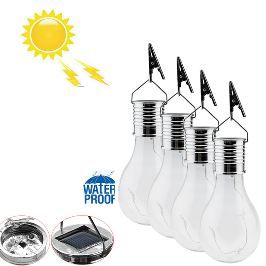 4x Solar Power Hanging String Light Bulb Warm White Outdoor Yard Decor