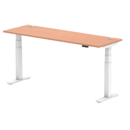 Dynamic Air 1800/600 Beech Height Adjustable Desk with Cable Ports with White Le
