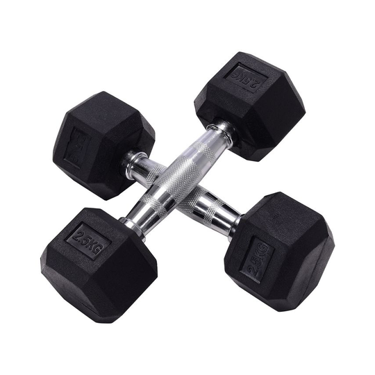 Living and Home Set of 2 Black Fitness Rubber Hex Dumbbell, 2.5KG