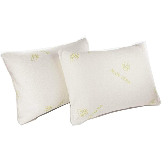 (Aloe Vera Pillow (Pack of 2)) Natural Aloe Vera Memory Foam Pillows, Orthopedic Anti Mite Pillows, Extra Fill Memory Foam Pillows for neck & Body Sup