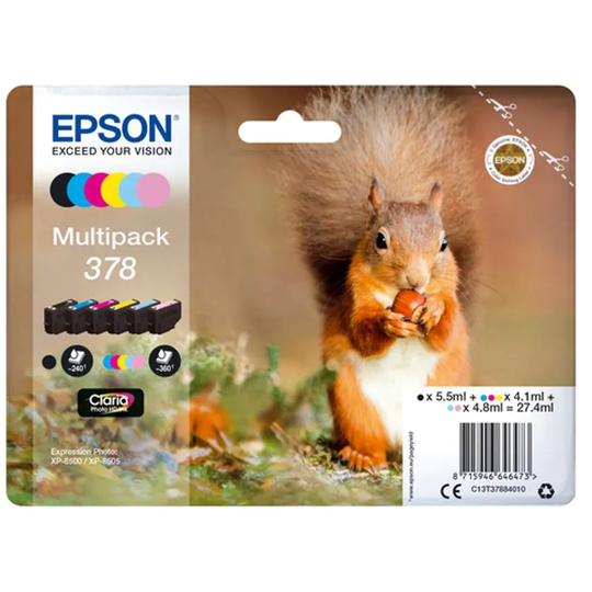 Epson Ink Low Volume 6-Colours 378 Claria Photo HD Ink- you get 3