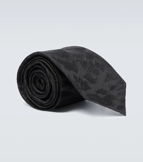 Leopard-print jacquard silk tie
