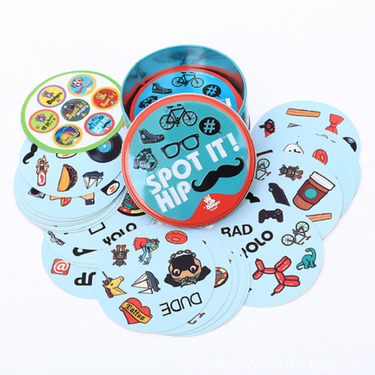 (Spot it Hip) Spot it Card Game For Family Kids Educational Party Game Fun 5 Games In 1