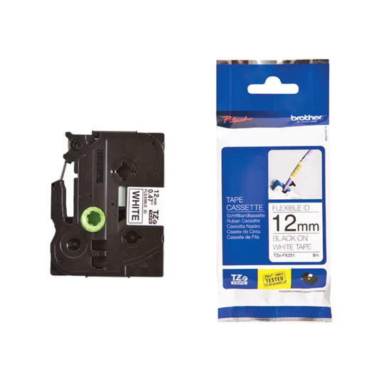 Brother P-Touch Brother Black on White TZe Labelling Tape 12mm x 8m TZe-FX231