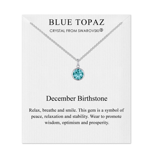 December (Blue Topaz) Birthstone Necklace Created with Swarovski Crystals