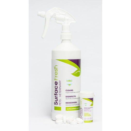 Surface Fresh Pets and Veterinary 10 tablet tube and 1 Lt spray bottle