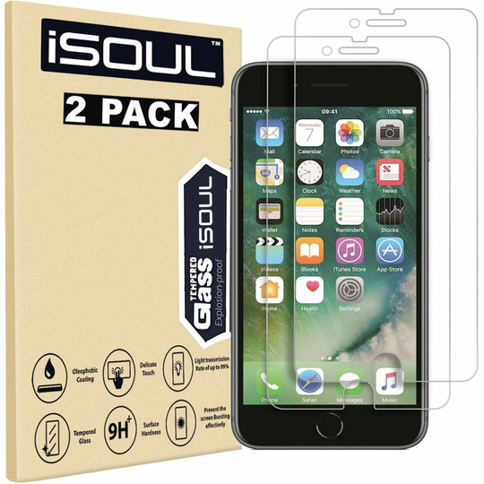 [2 Pack] Screen Protector For iPhone 8 7 Tempered Glass Film 9H HD iSOUL, 0.26mm Premium Shatterproof Clear Protectors for Apple iPhone 8 7 4.7"...