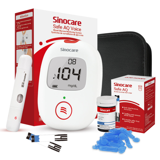 (mg/dl - Validity period:2021/11/24 ) 25Pcs - Sinocare Safe AQ Voice Blood Glucose Monitor Kit