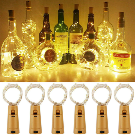 (Warm White) 6X 2M 20 LED Cork Wine Bottle Fairy String Lights For Party Xmas Decor