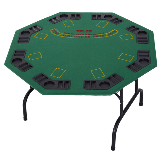 HOMCOM 8 Player Folding Games Poker Table Chip Cup Holder Steel Base