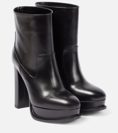 Platform patent leather ankle boots