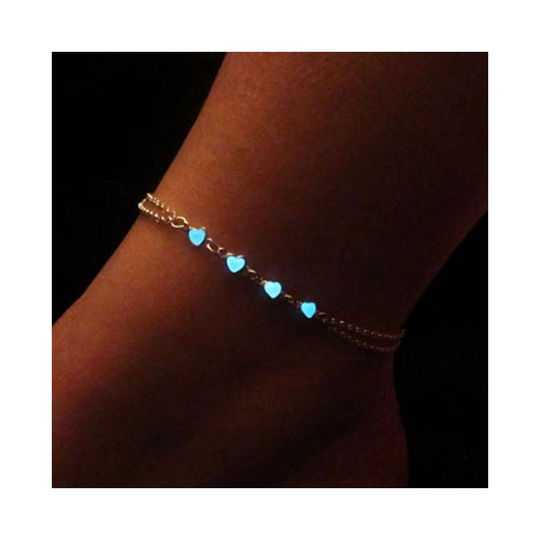 Summer Luminous Ankle Heart Star Pendant Bracelet Sandal Sexy Beach Leg Chain Women Anklets Jewelry M8694