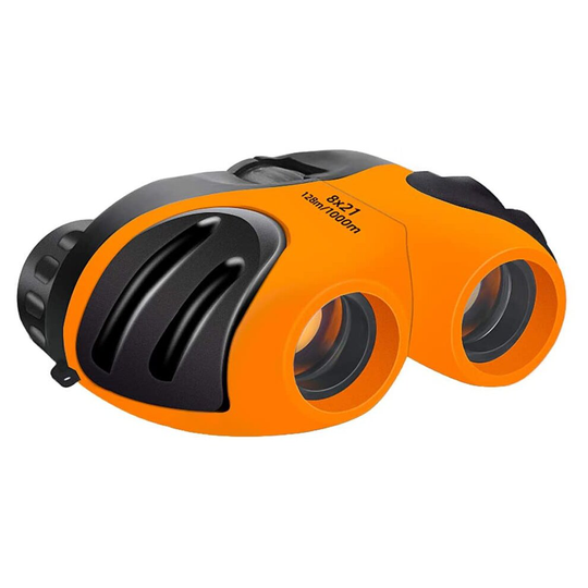 Aoneky Kids Binoculars, 8x21, Rubber - Mini Compact Zoom Toy Present for Boys Girls - Best Camping Spy Toy - Bird Watching Gifts, Orange