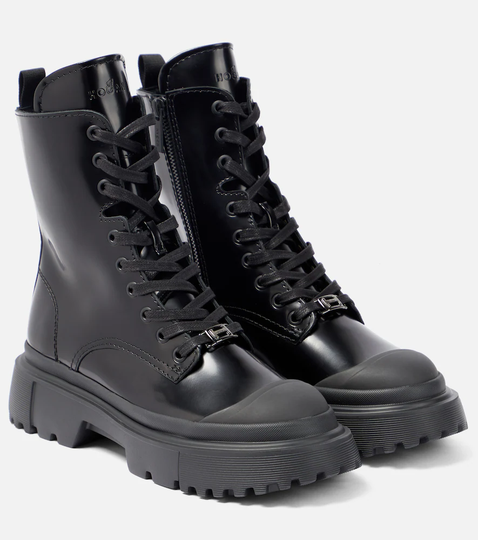 H619 lace-up leather ankle boots
