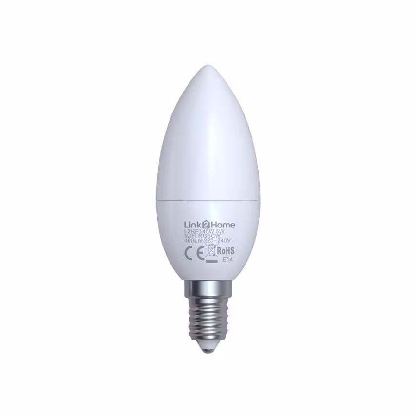 Link2Home Wi-Fi LED SES (E14) Opal Candle Dimmable Bulb, White + RGB 400 lm 5W L