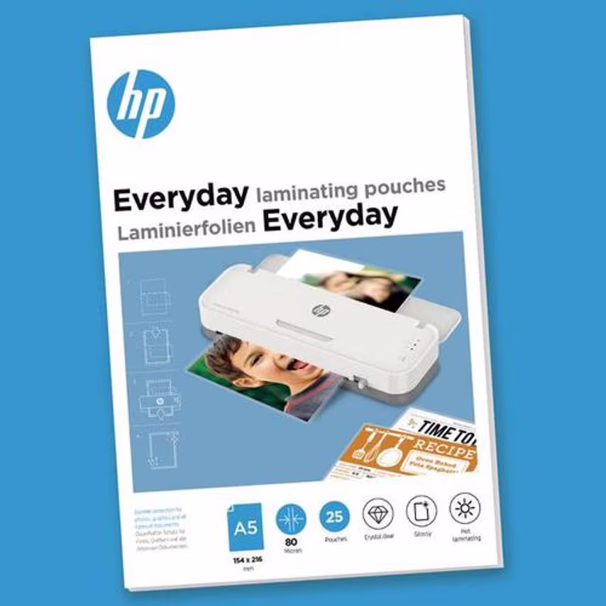 HP Everyday Laminating Pouches A5 80 micron (Pack 25) 9155