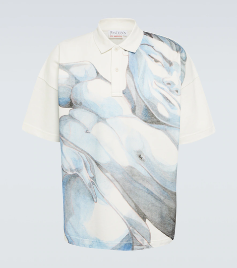 Printed cotton polo shirt