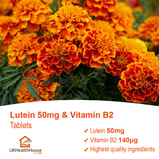 (Lutein 50mg & Vitamin B2 x 180 Tablets Vision Care Eye Health Antioxidant Vegans) Lutein 50mg & Vitamin B2