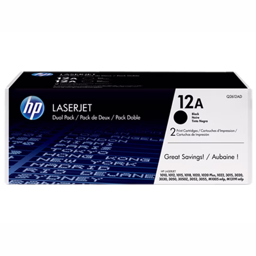 HP HP 12A Black Standard Capacity Toner 2K pages Twinpack for HP LaserJet 1012/1