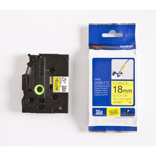 Brother P-touch Paper Bro 18MM Black on Yellow Flexi Tape