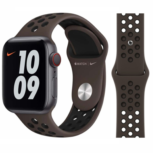 (Ironstone/Black ) Apple Nike Sport Band Strap (45mm / 44mm / 42mm)