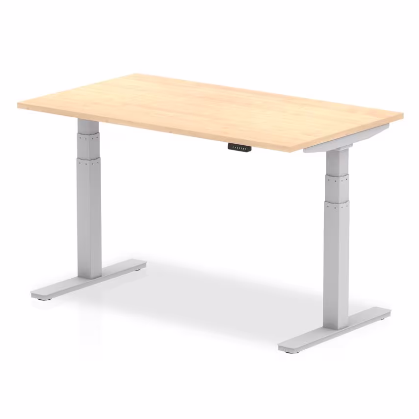 Dynamic Air 1400/800 Maple Height Adjustable Desk with Silver Legs