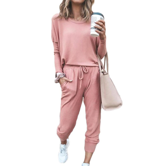 (Pink, S / UK 8) Womens Baggy Top & Pants Casual Wear Sport Lounge Tracksuit