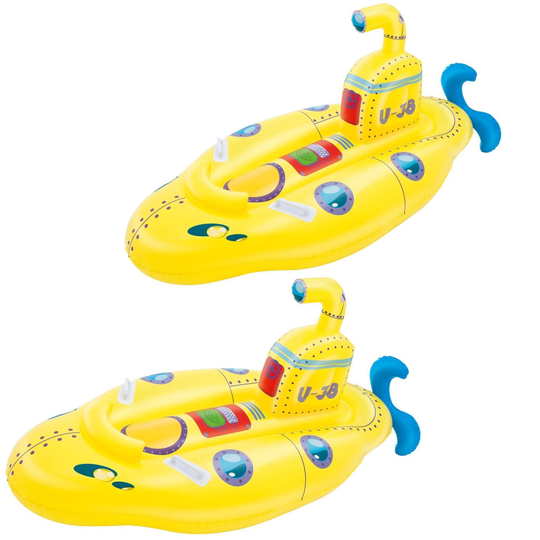 PACK OF 2 Inflatable Boat Float Ride-On Submarine Rider with Periscope - Yellow