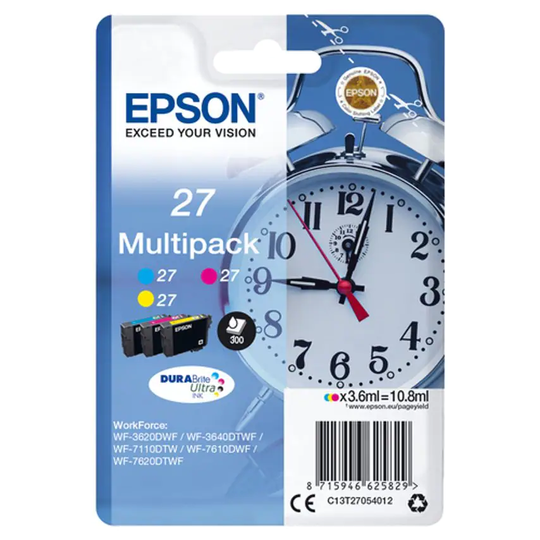 Epson Ink High Volume Multipack 3-COL 27 DURABrite Ultra- you get 6