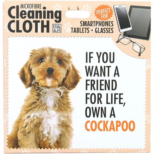 H&H COCKAPOO MICROFIBRE CLEANING CLOTH PHONES TABLETS & GLASSES