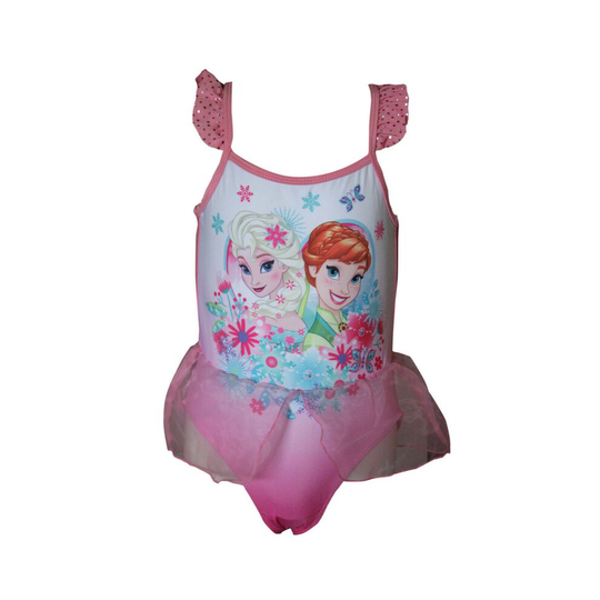 (Pink, 6-7 Years) Disney Frozen Elsa Anna Girl's Swimsuit, One Piece Swimming Costume Green and Pink