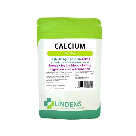 (3 Packs - 300 Tablets) Lindens Calcium Carbonate 100 Tablets 400mg Quality Food Supplement