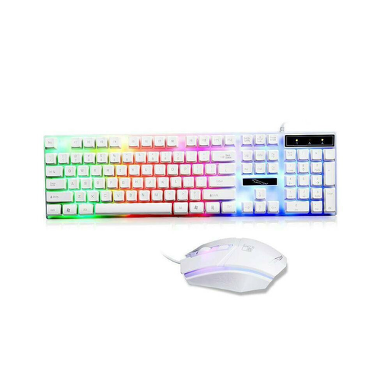 (White) Gaming Keyboard Mouse Set Wired Combo For PC Laptop Gamer