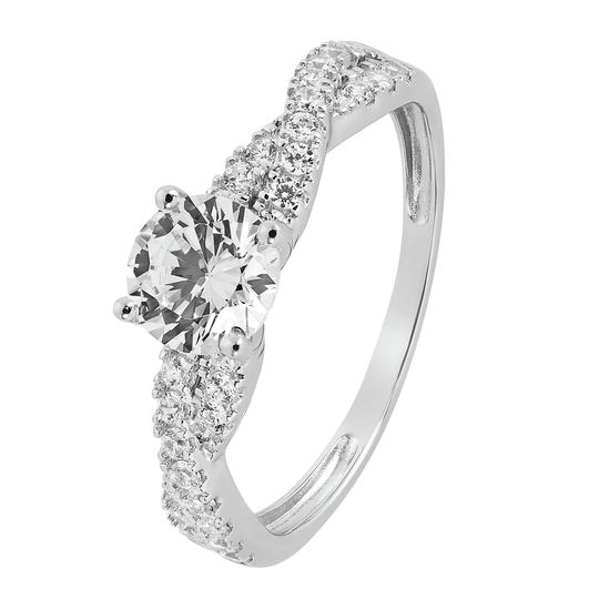 Revere 9ct White Gold Cubic Zirconia Engagement Ring - V