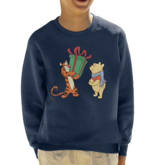 (X-Small (3-4 yrs), Navy Blue) Disney Winnie The Pooh Tigger Christmas Kid's Sweatshirt