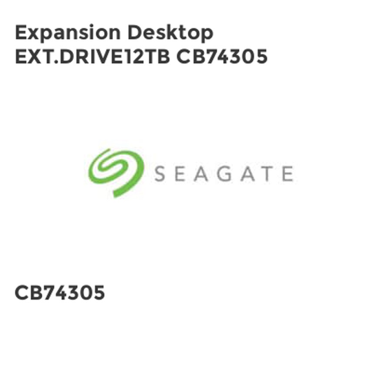 Seagate Expansion Desktop EXT.DRIVE12TB CB74305