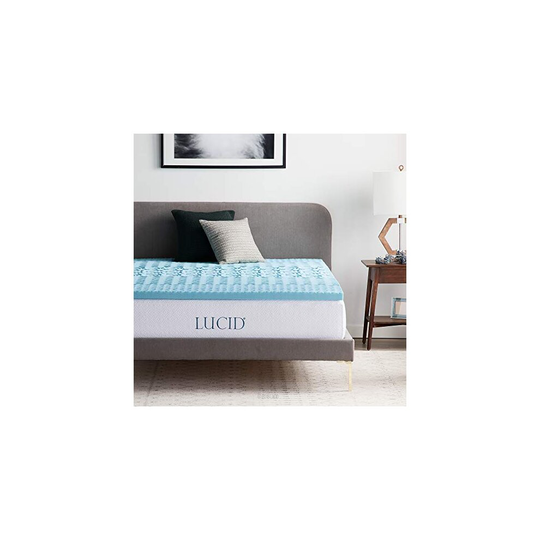 LUCID 5 Centimeter 5 Zone Gel Memory Foam Mattress Topper, Blue, King (150 x 200 cm)