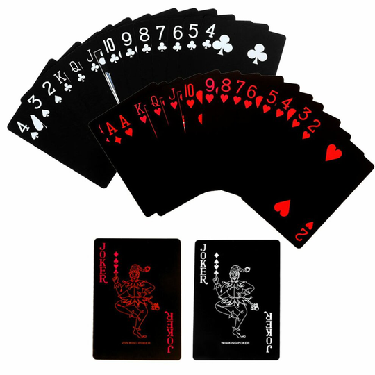 (Red) Waterproof Black Playing Cards Quality Plastic PVC Poker Creative Gift Durable