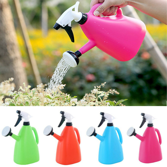 (Green) 2 In 1 Small Watering Cans Indoor 1L Plastic Indoor Spray Water Kettle Pot Garden Irrigation Supply