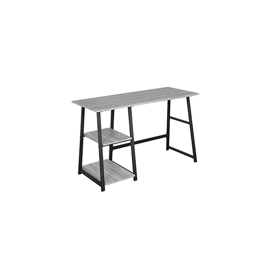 WOLTU Computer Desk Grey Office Desk Workstation 2 Shelves for Ample Storage Study Writing Desk Computer PC Laptop Table Workstation Dining Gaming