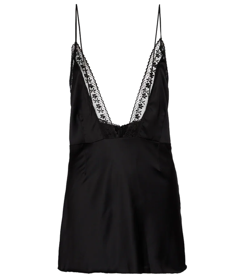 Lace-trimmed satin top