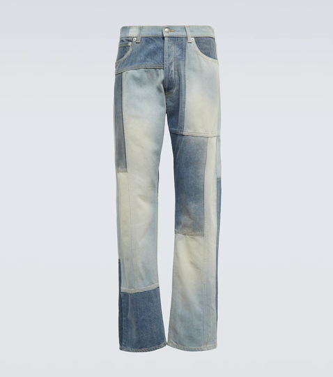 Patchwork straight jeans